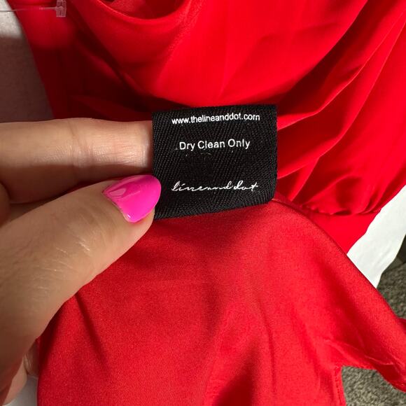 NWT Line & Dot One Shoulder Draped Slit Midi Dress – Red – Size M - Picture 11 of 13